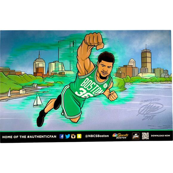 2018 Boston Celtics Authentic Fan Marcus Smart Superhero BBSketch - Picture 1 of 4